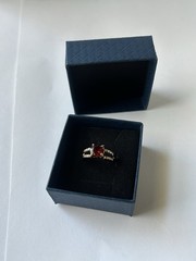 Vintage Red Cubic Zirconia Ring Gold Plated Womens Size 7