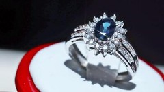 14k white gold 1.25ct natural diamond size 5.75 ring sapphire halo heated 3.35gr