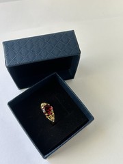 Vintage Red Cubic Zirconia Ring Gold Plated Womens Size 6.5