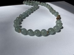 Vintage natural Aqua Marine Necklace With Gold Filled Beads And Clasp! 18”