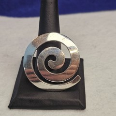 Vintage Modernist 925 Sterling Silver Spiral Swirl Pendant 40mm 14.6g