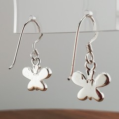 VTG 925 MOP Butterfly Earrings 1in Drop Sterling Silver Mother of Pearl Inlay