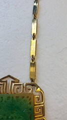 Vintage HUGE Vendome Faux Jade Asian inspired Pendant Necklace ~East Collection