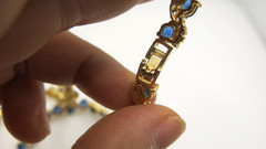 Vintage Sapphire & Diamond Necklace – 18K Gold Plated, 18” Luxury Jewelry