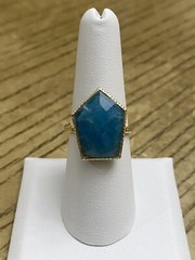 Vintage Sterling Silver 925 Designer Signed SKFI Green Gemstone Ring – Size 7