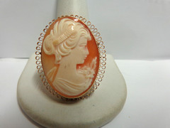 14kt yellow gold cameo pin/pendant sz 1.50 in lg wgt 6.2 grams cream/tan color