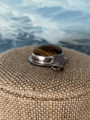 Vintage Tigers Eye Amulet Silver Pendant Round