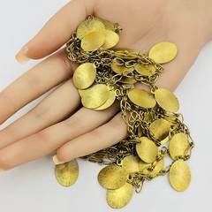 Vintage Coin Link Necklace Gold Tone Etruscan Revival Flapper Opera Length 52″