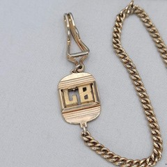 Vintage Swank Mens Jewelry Set Watch Fob Cufflinks Tie Bar Gold tone Monogram LB