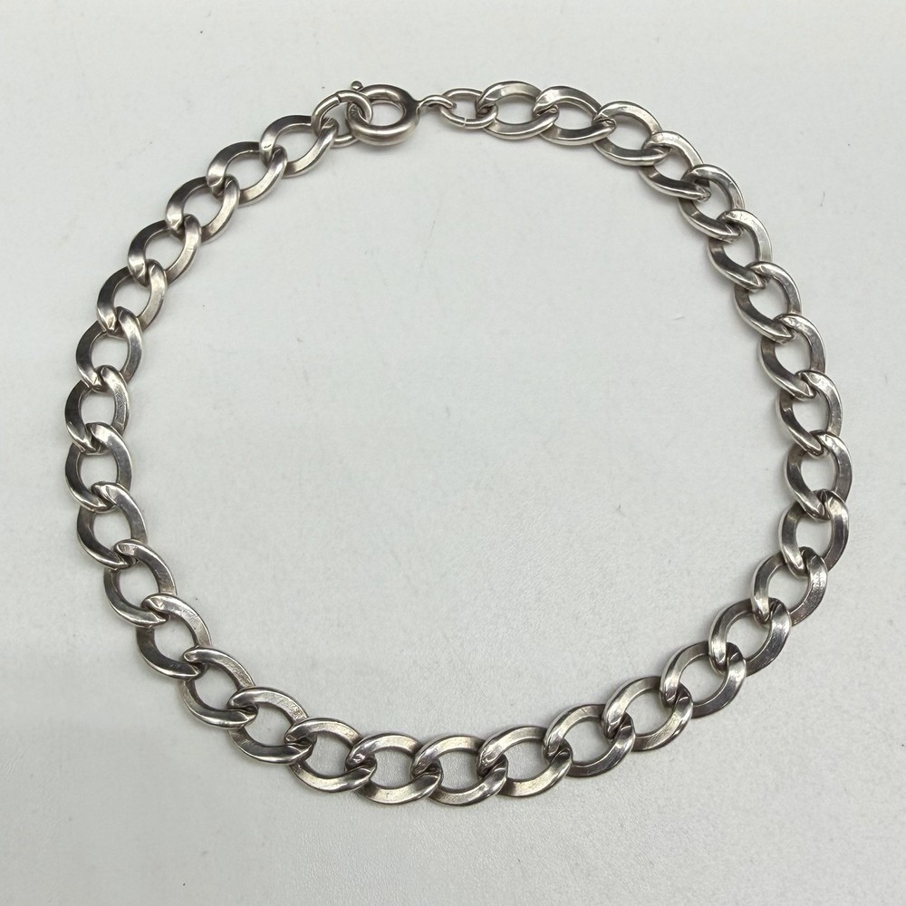 Vtg Sterling Silver 5.7mm Oval Twist Link Chain 7.25″ Bracelet Spring Ring 8.7g