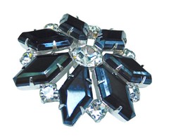 Vintage Jet & Crystal Rhinestone Brooch