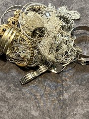 2 LB Treasure Hunt Gold & Silver Tone Estate Jewelry 100% Untested