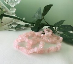 Vintage Women’s Necklace 35” Long Pink Genuine Rose Quartz Necklace