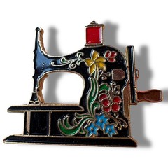 Vintage Sewing Machine Brooch Lot JJ AJC Clotilde Quilting Scissors Thimble 6Pcs