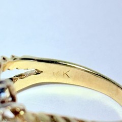 14K Yellow Gold 0.68ctw Diamond Cluster Size 5.5 Twisted Split Shank Ring 4.1g