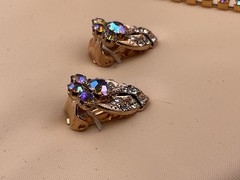 vintage set of czech crystal jewelry, necklace, bracelet,ring and earrings