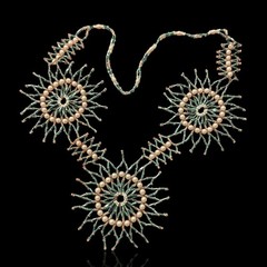 Vtg 70’s Pearl And Glass Seed Bead Southwest Native Necklace 28in Hand Made Bib