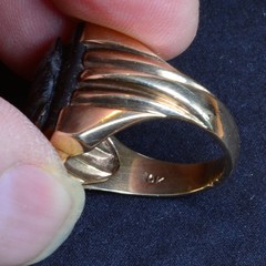 Mens Ring Vintage 10k gold Roman Soldier Tigers Eye 7.9g