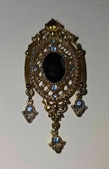 British Royal Style Costume Jewelry BROOCHES Faux Blue Topaz Stones – Set of TWO