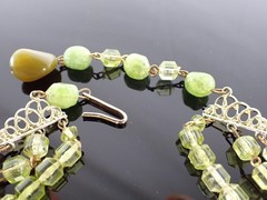 Vintage West Germany Multi Strand Green Bead Necklace 16.5–18″