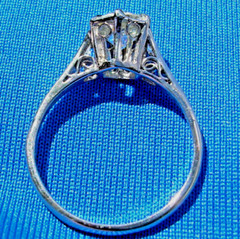 Original EARTH MINED DIAMOND ART Deco Engagement Ring Vintage Platinum Solitaire