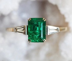 Art Deco Antique 3.60 Ct Natural Emerald Vintage Wedding Ring 14K Yellow Gold FN