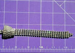 VTG Silvertoned Neck Tie Shaped Necklace Pave Rhinestones 14″ Chain 5.5″Drop