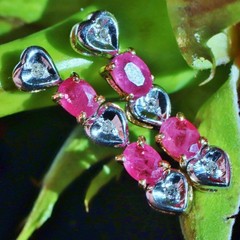 14k multi tone gold 1.03ct natural dia dangle earrings ruby heart treated 2.27gr