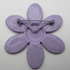 Vintage Flower Brooch Painted Metal Purple Yellow Daisy