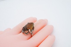 Vintage Mexico Sterling Silver 925 Smoky Quartz Ring Size 8