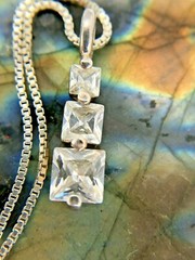 Vintage Sterling Silver 5mm Sparkling Clear Stack Gemstone Necklace 17.75″