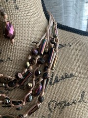 Czech Glass bead necklace Earring Set jewelry Knotted Geometric Silk