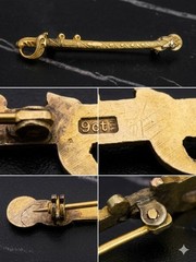 Antique Edwardian 9ct Gold WWI Sweetheart Brooch Sword Ornate Saber 2.2g Rare 9k