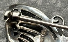 VTG Sterling Silver “IL” Maker Butterfly Brooch Marcasite Black Onyx Deco Style