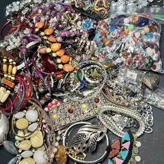 5 LB Junk Drawer Jewelry Lot Stuff Wear Repair Harvest vtg-now etc AS IS scrap Q