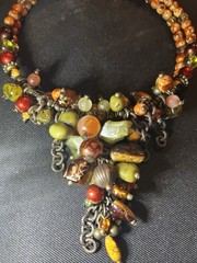 Vintage Mixed Stone Statement Necklace And Earrings Set