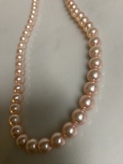 Vintage Pink Pearl 0.6mm Strung Necklace W/ Gold Barrel Clasp 16”