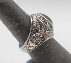 Vintage Crest Craft Sterling US Air Force Military Ring Size 8.75 Onyx Stone