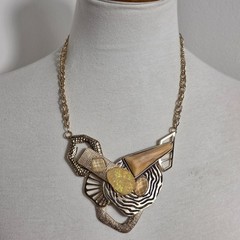 Vintage Avant-Garde Statement Necklace Complex Arrangement Mixed Media Elements