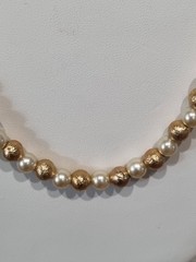 Vintage c1960s Cultured Pearl 12k Rose Gold Filled Bead Ball Necklace See Video