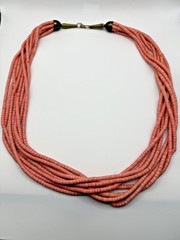 PINK HEISHI BEADED MULTI STRAND STATEMENT NECKLACE WOMENS 28IN BRASS HOOK BOHO
