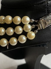 carol lee 2 Piece vintage necklace Faux pearl Strand Knotted Choker Necklace 16”