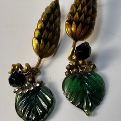 Vintage Earrings Floral Leaves Intricate