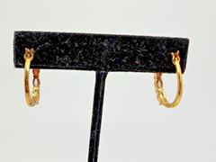 Vintage 925 Silver Multi-Gemstone J-Hoop Earrings Gold Vermeil Garnet Amethyst