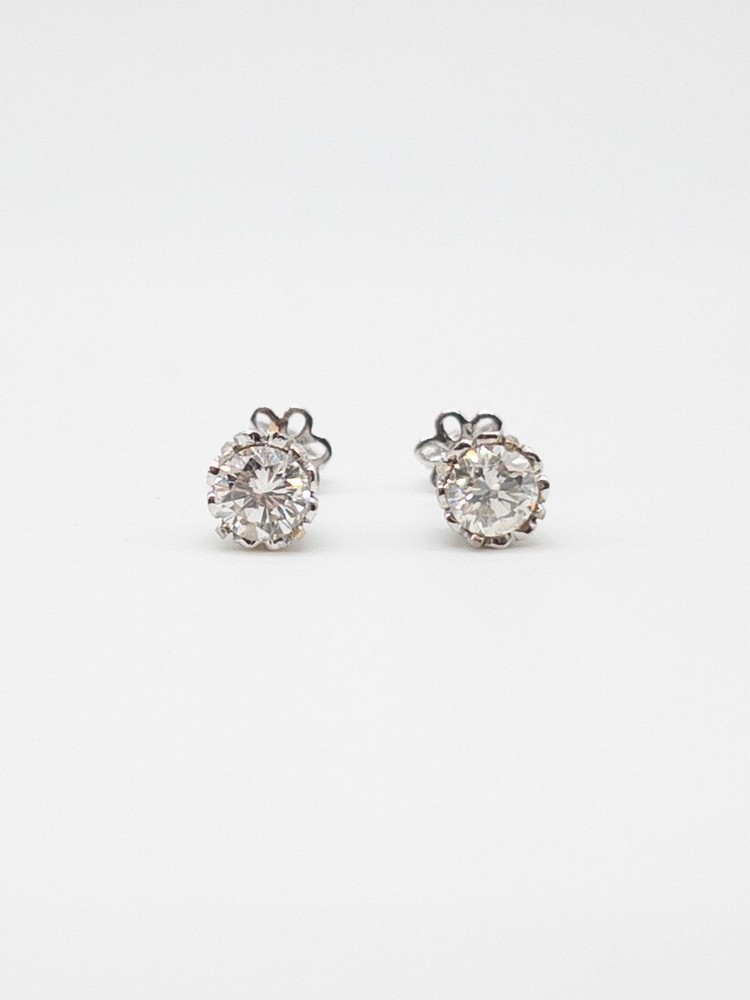 Estate $7000 1.50ct Si2 H Natural Diamond 18k White Gold Eternity Earrings