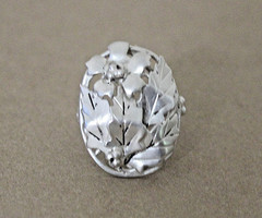 Vtg Sterling Silver Art Nouveau Floral Set Earrings clip-Bracelet 6.5″- Ring 5.5