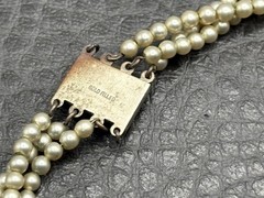 VTG Chinese Export Faux Pearl Peking Glass Donut Necklace Gold Fill Clasp READ
