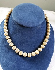 Monet Brushed Gold Tone Ball Metal Beads Necklace 17” Vintage Classic