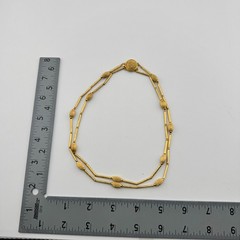 Vintage Gold Tone Double Strand Station Necklace Bar Beads 17 In