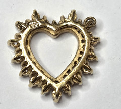 Vintage Gold Over Sterling Silver 925 CZ Heart Slide Pendant 24mm (6g)